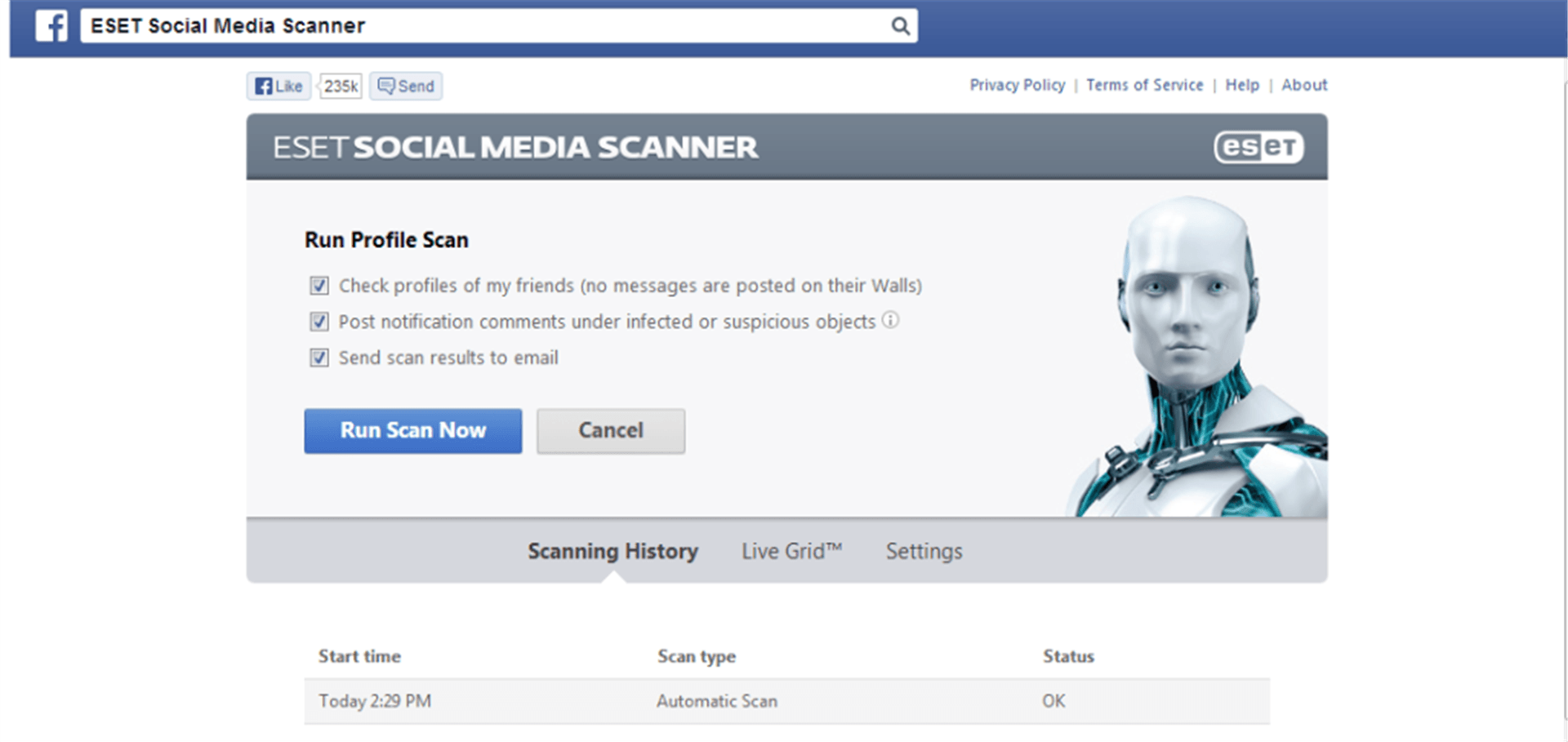 ESET social media scan