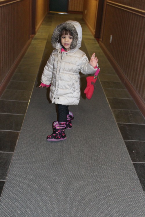 fashion friday ,   Baby Gap Gold Jacket with Faux Fur   Joe Fresh Jeggings   Red CaliKids Gloves   Bogs Boots