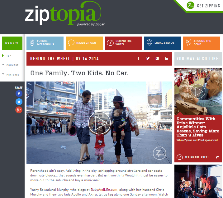 Filming with kids- behind the scenes with a Zipcar family 