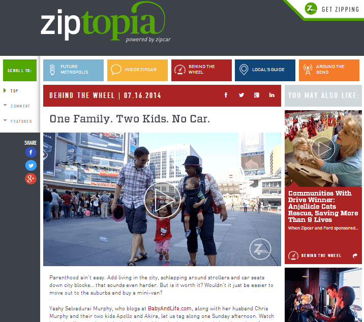 Filming with Kids and Zipcar