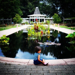 royal botanical garden with baby