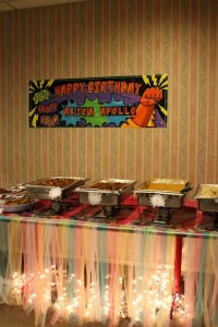 Superhero table, princess food table