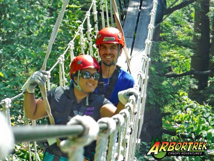 zip lining, couples date, 