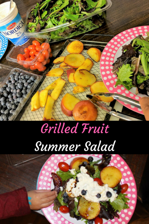 Leafy grilled fruit salad