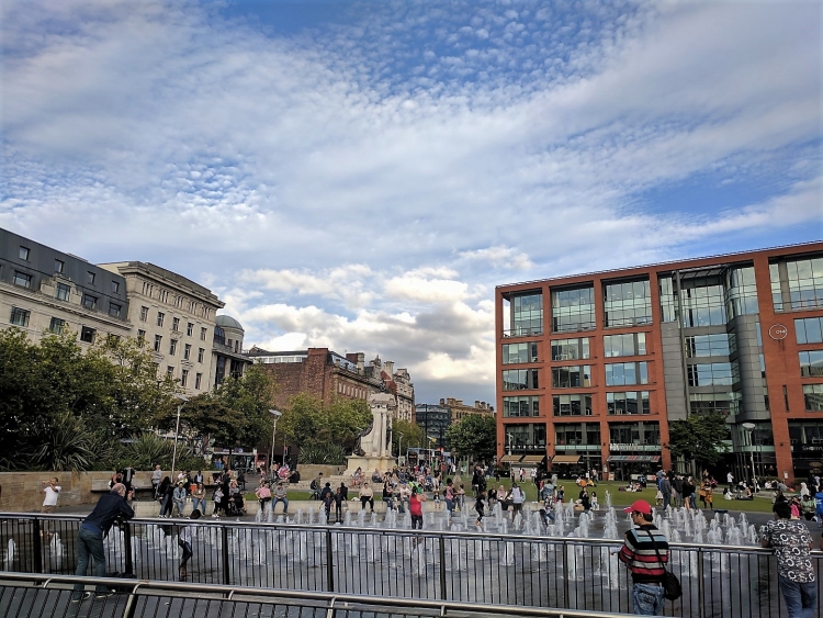 Piccadilly Gardens Manchester with kids