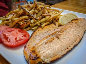 Local Lake Trout with Fries at Great Books & Cafe