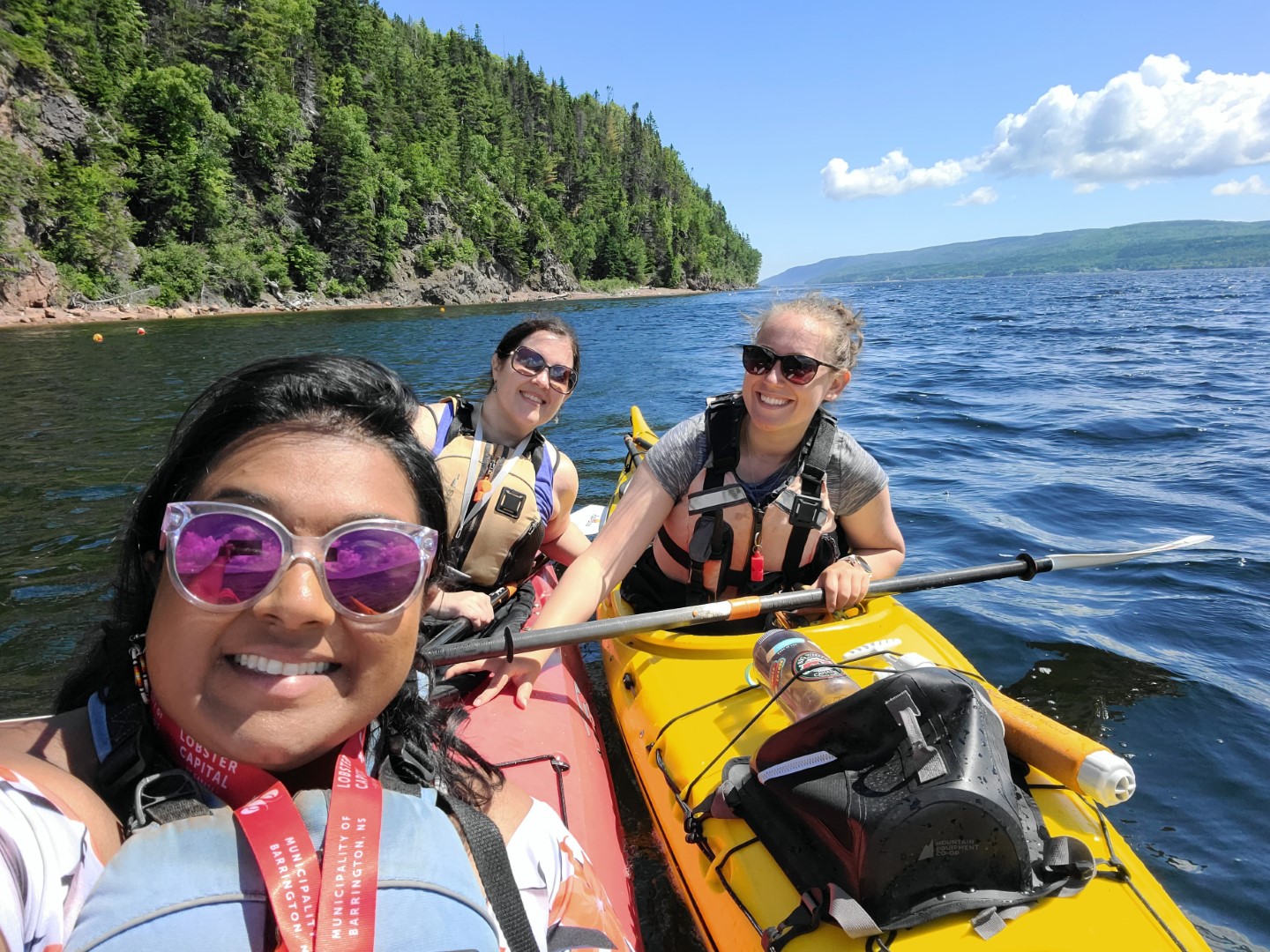 yashy and friends on water in North River Kayak