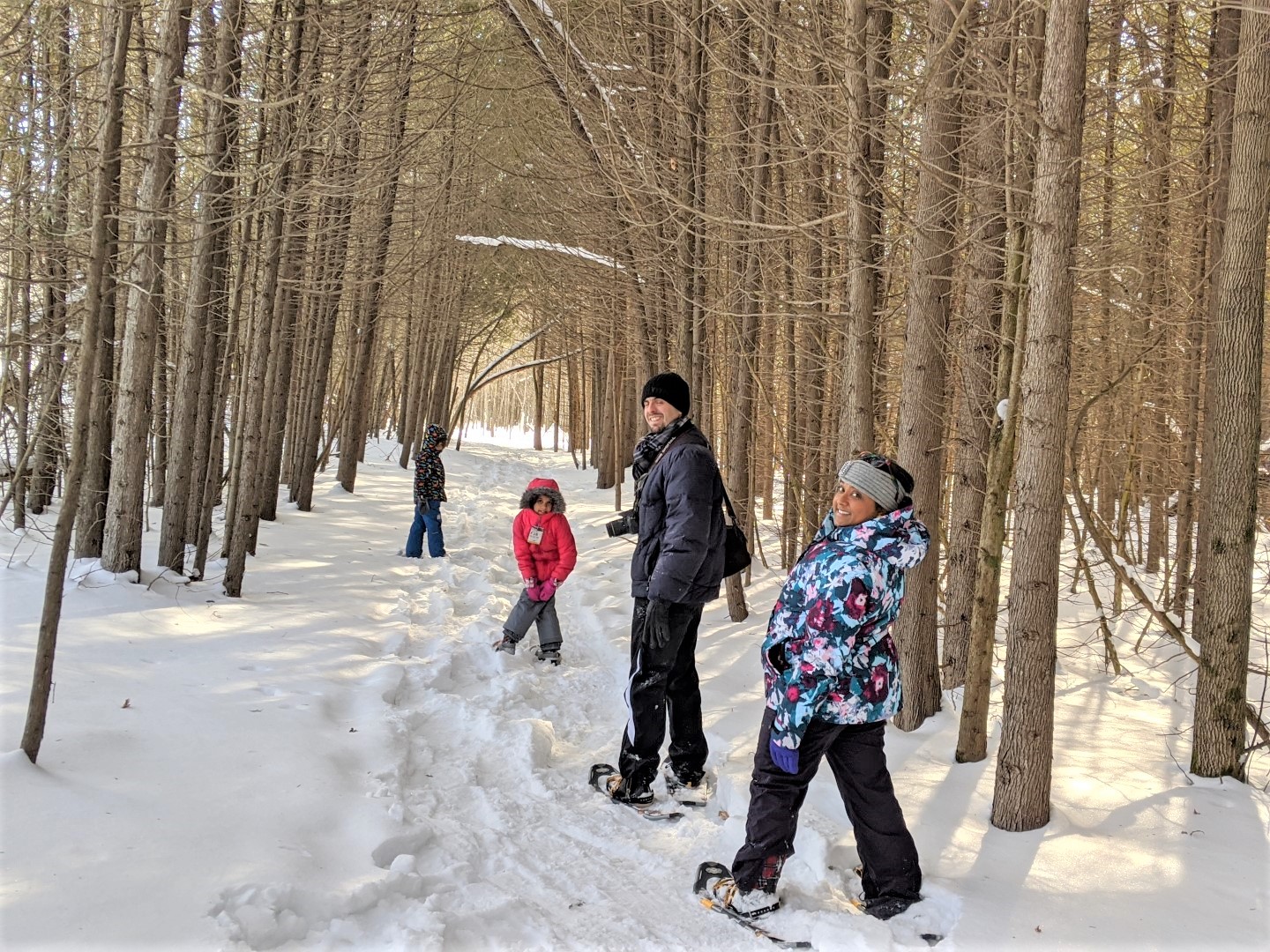 Learning to snowshoe with kids