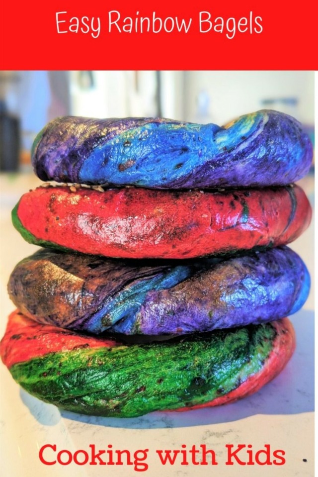 Making Rainbow Bagels at home 