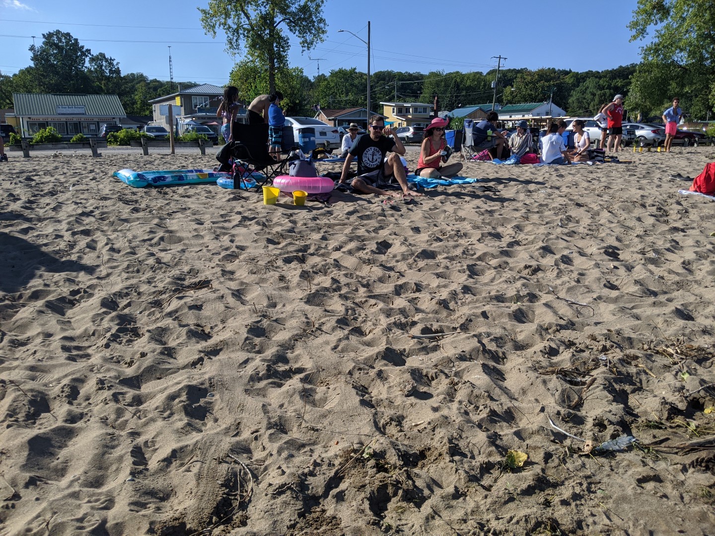 People on sandy Turkey Point Beach in Southwest Ontario