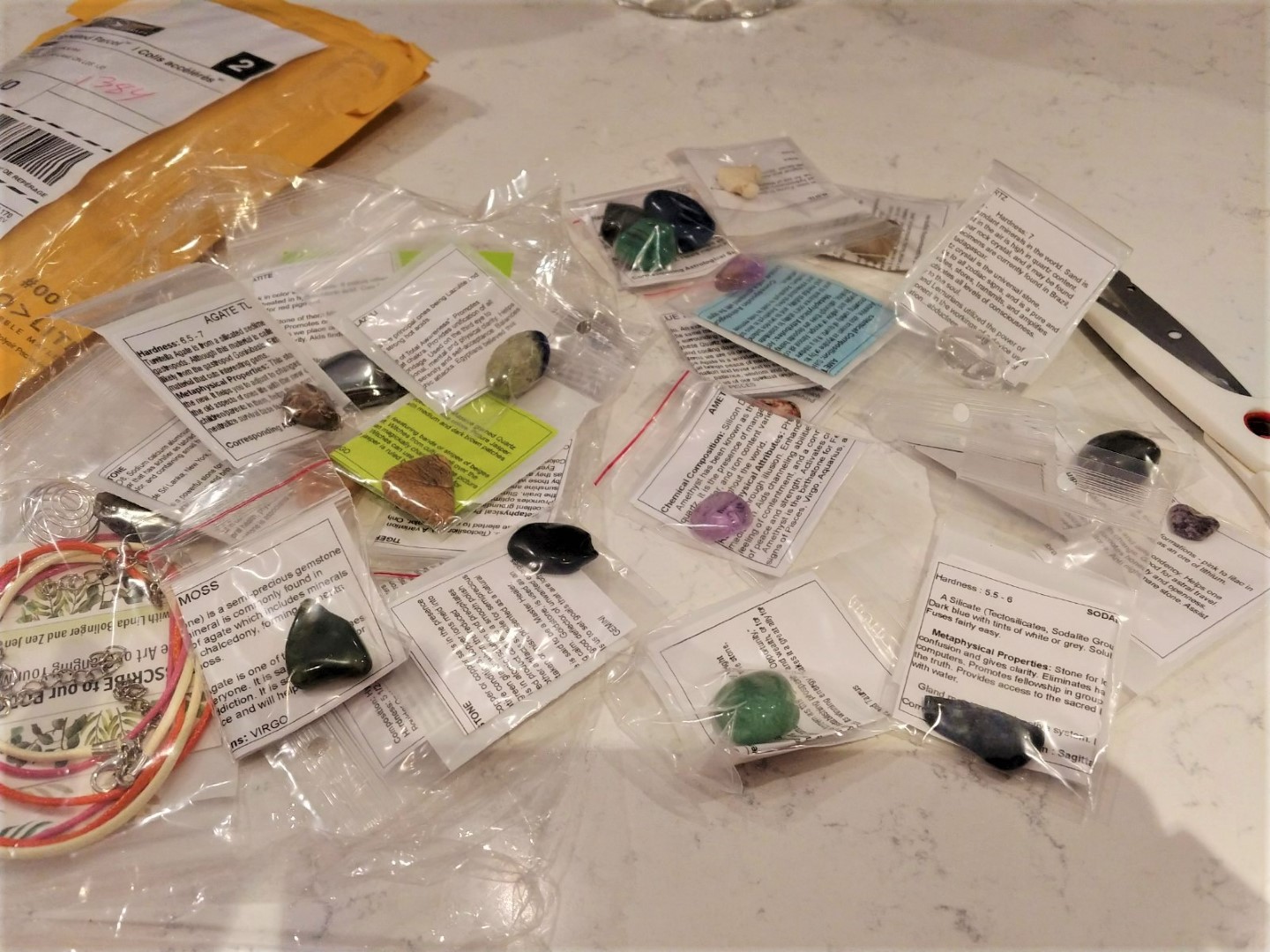 crystals in a bag for advent calendar