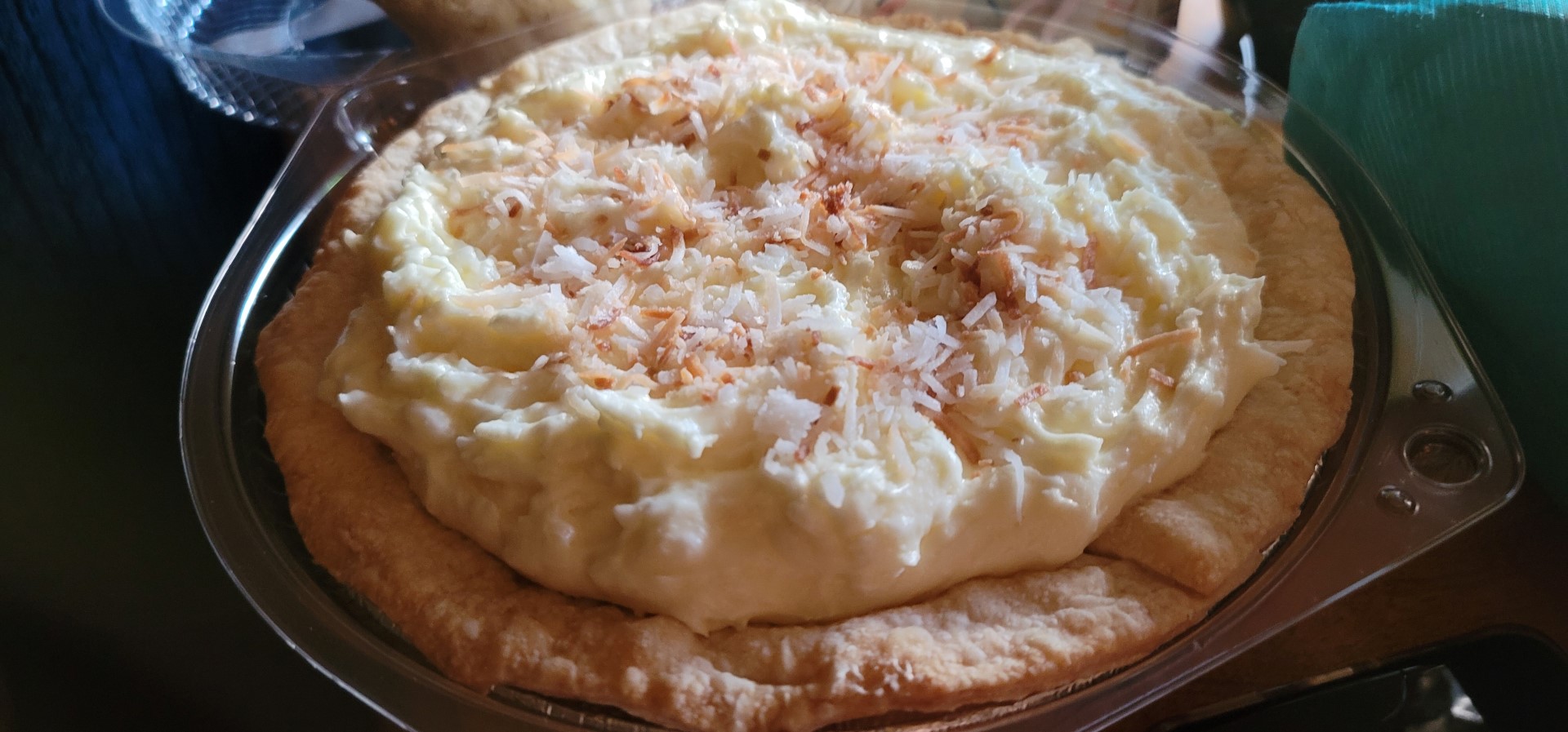 close up of Coconut Cream Pie from Grandma's Bakery