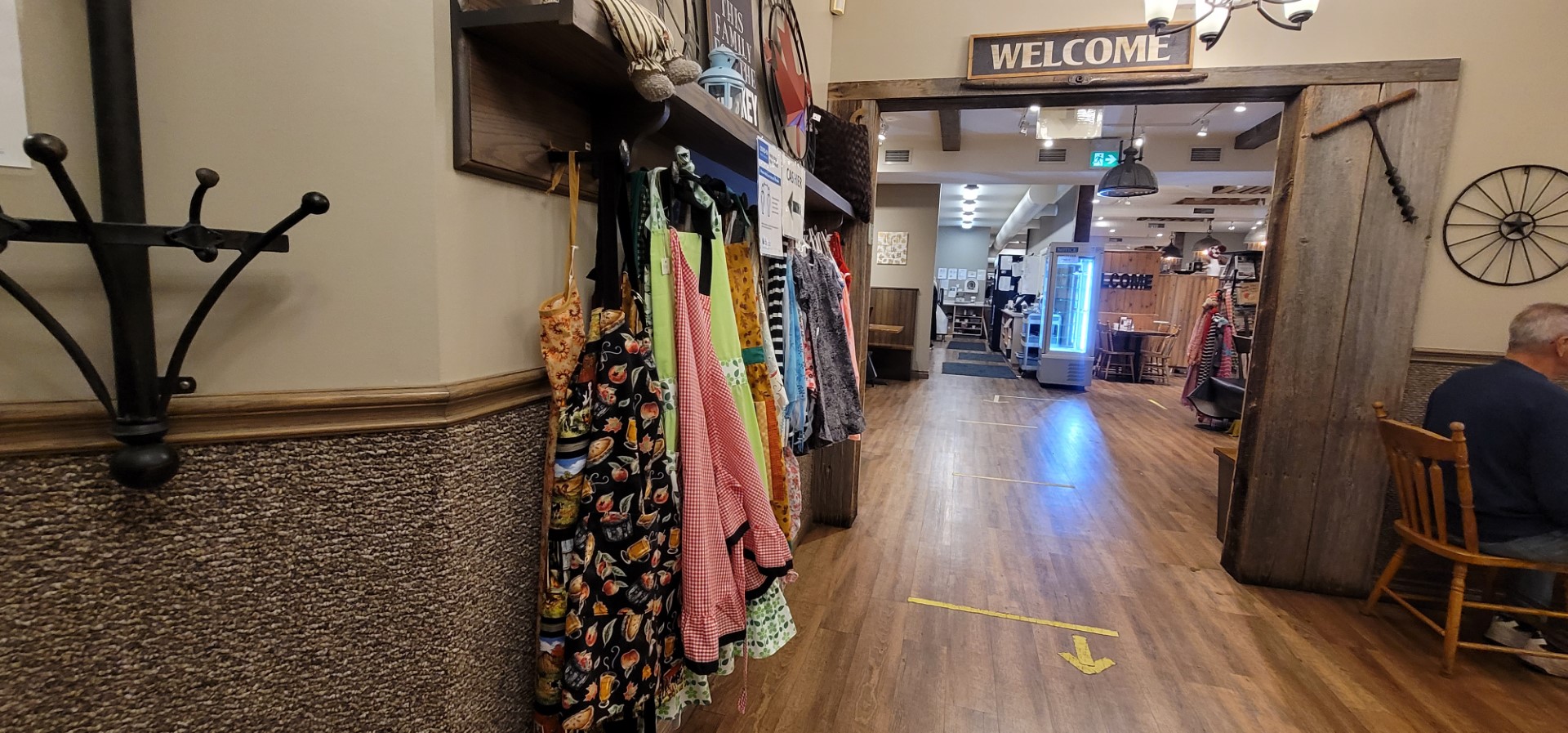 clothes hanging at Mennonite restaurant