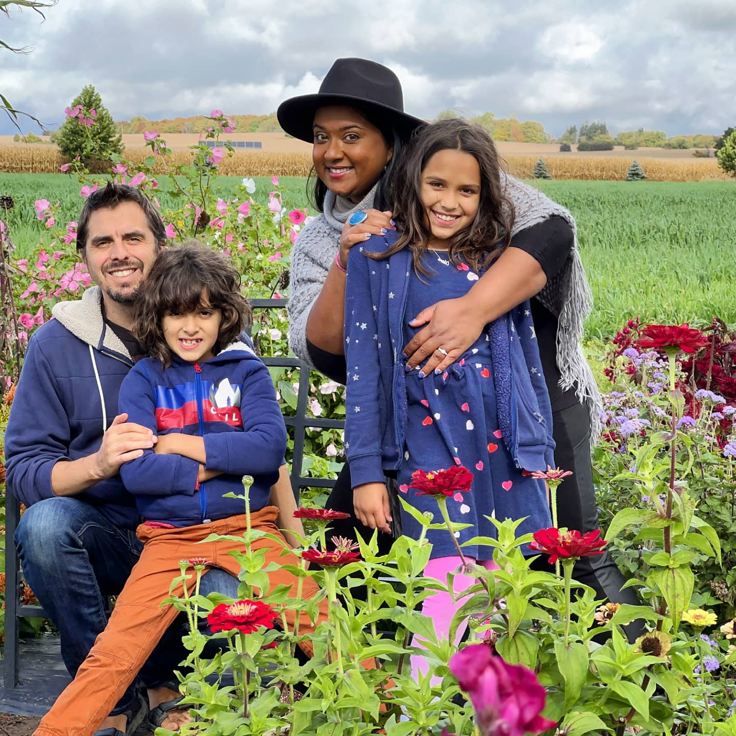 family photoshoot at Perth County Black Creek Flower Farm