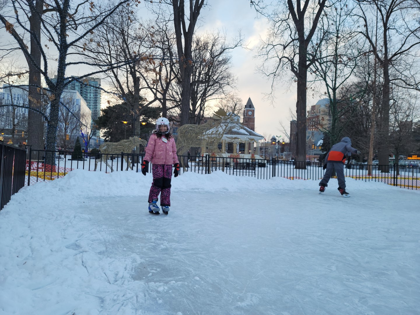 kids skating at Gage park in downtown Brampton