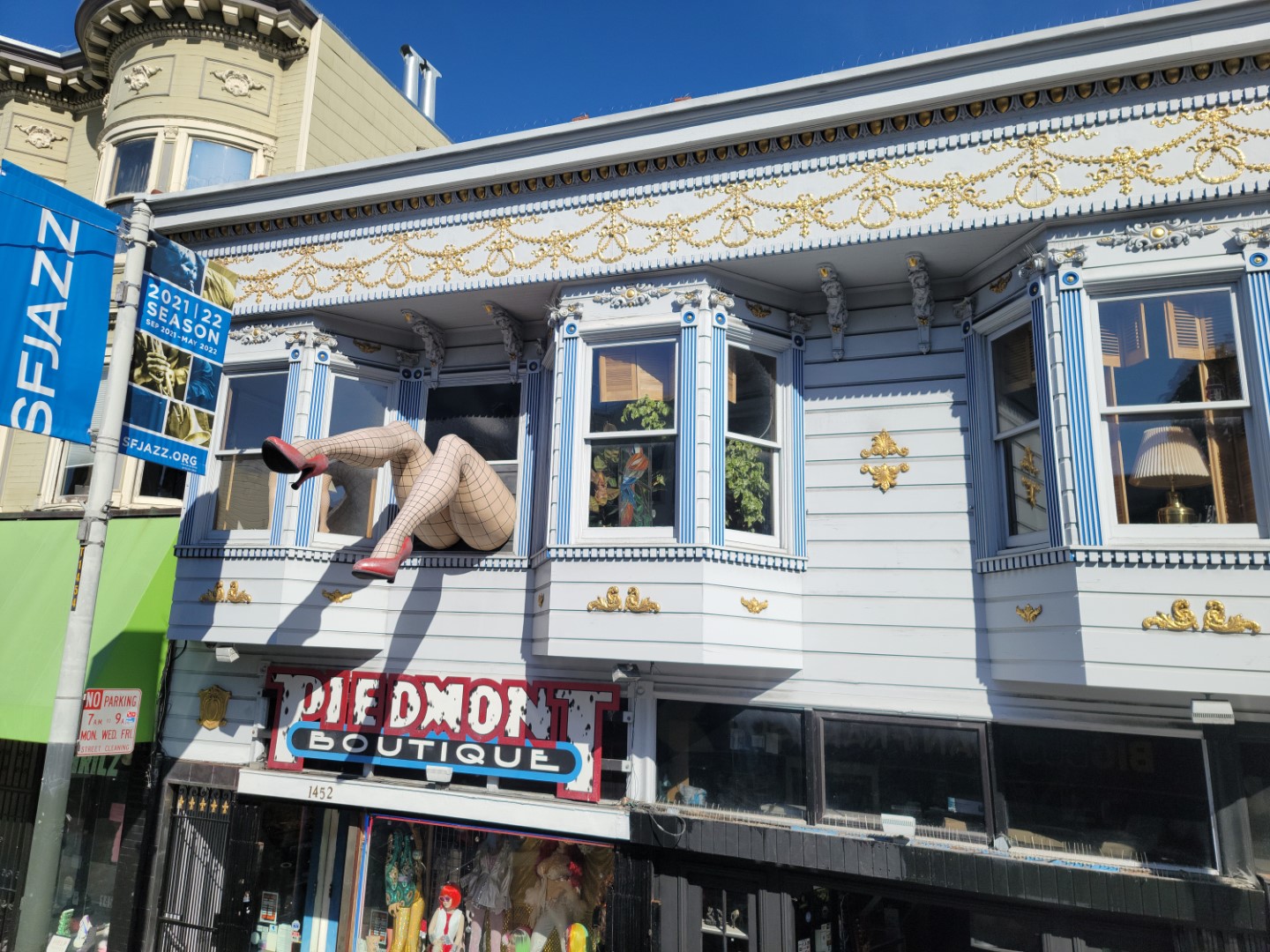 legs out of the window in San Francisco