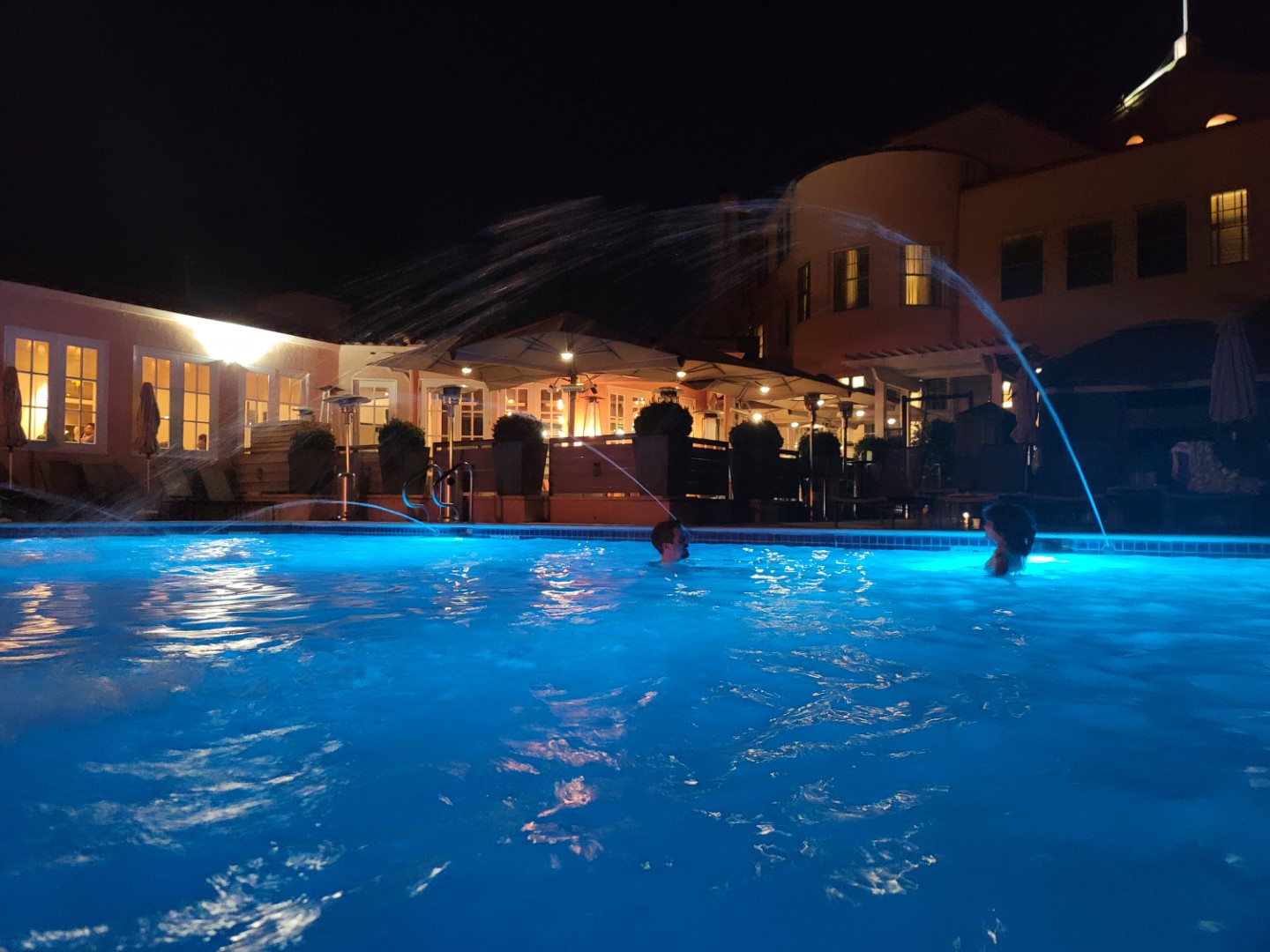 Wine Country hotel pool at night