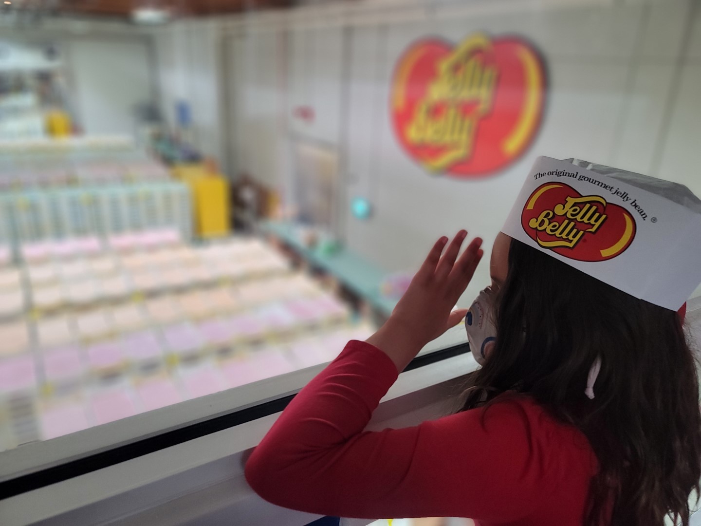 child looking into Jelly Bean Factory