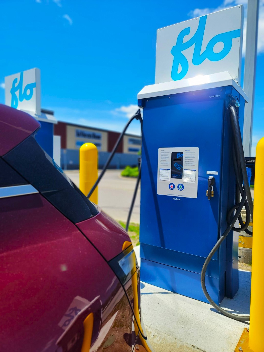 charging at flo station in Ontario