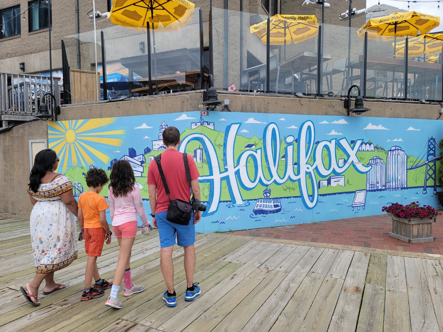 Family in front of Halifax Sign