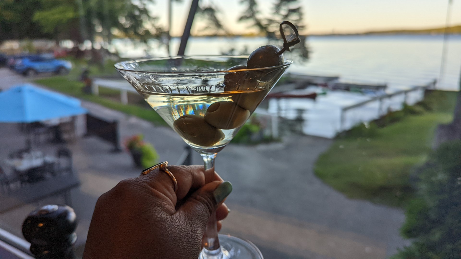 martini in hand at sunset