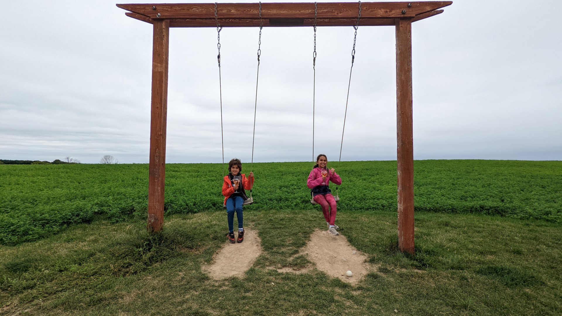 kids on Ontario Winery swing