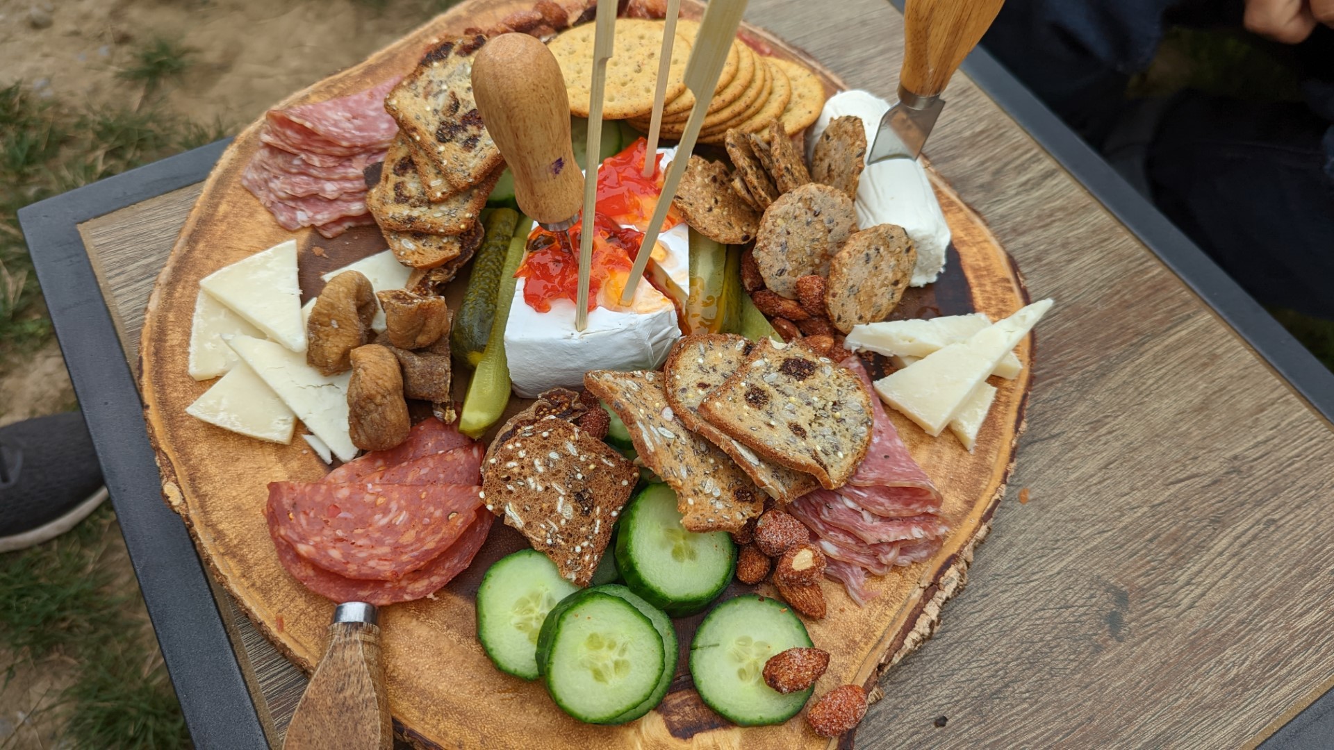 3 person charcuterie board at Rolling grape winery