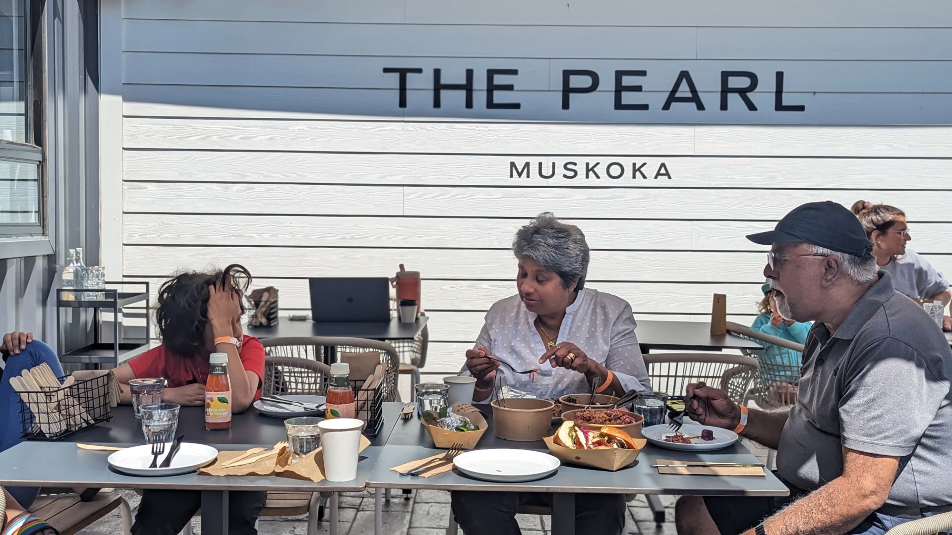 family eating a meal at the pearl muskoka
