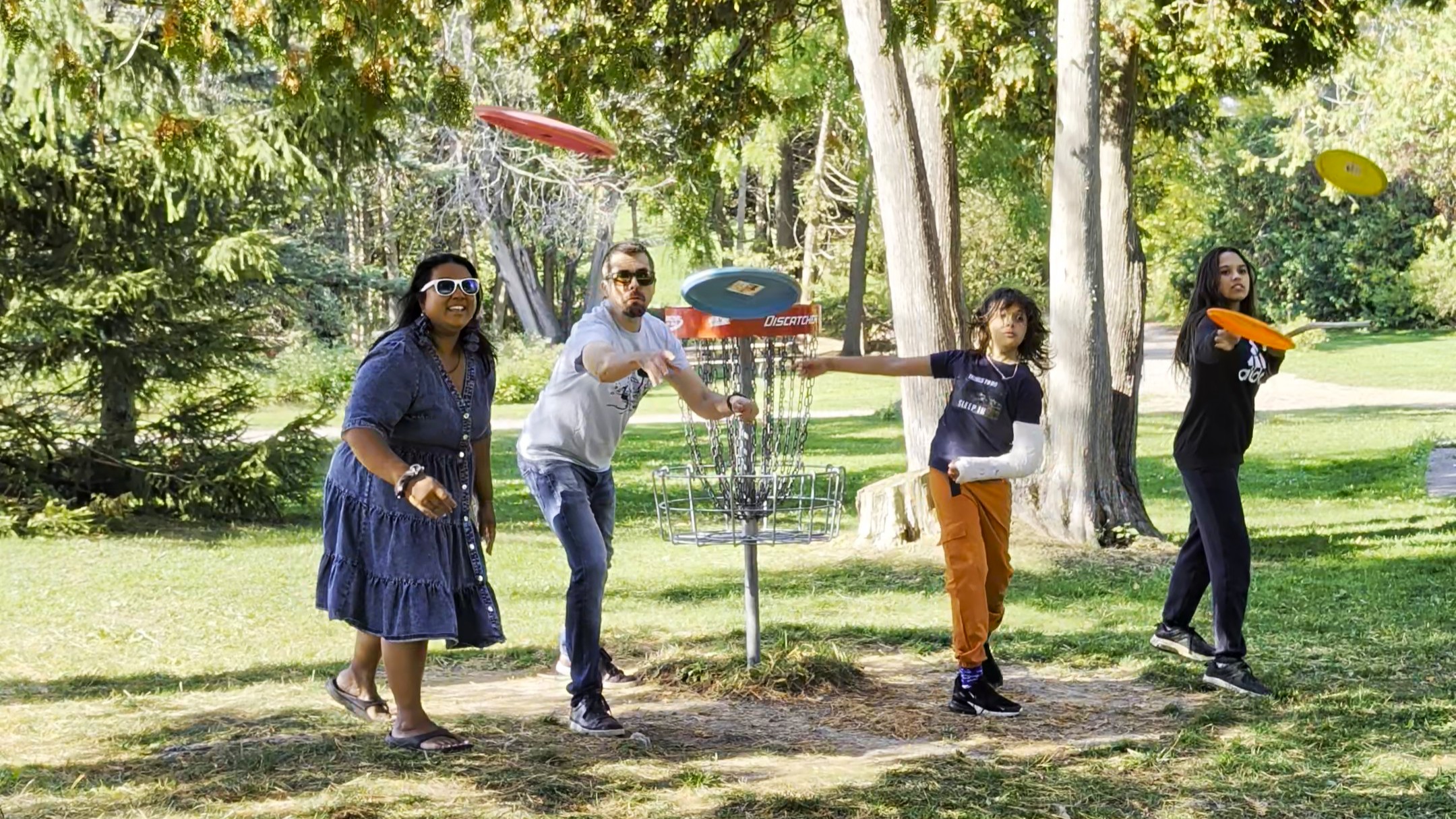 Murphys from Parenting To Go playing golf outdoors in Ontario