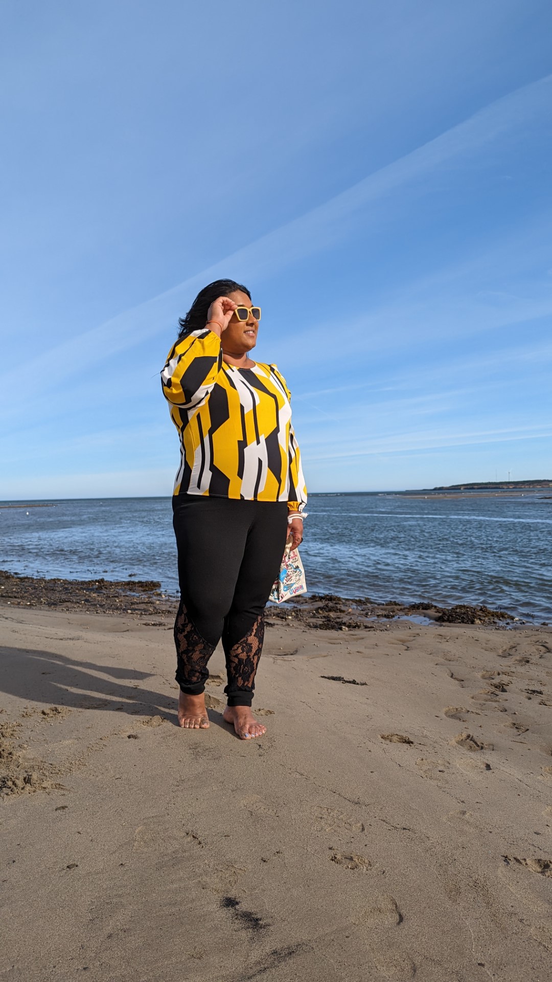 Yashy in yellow top at Glace Bay Beach
