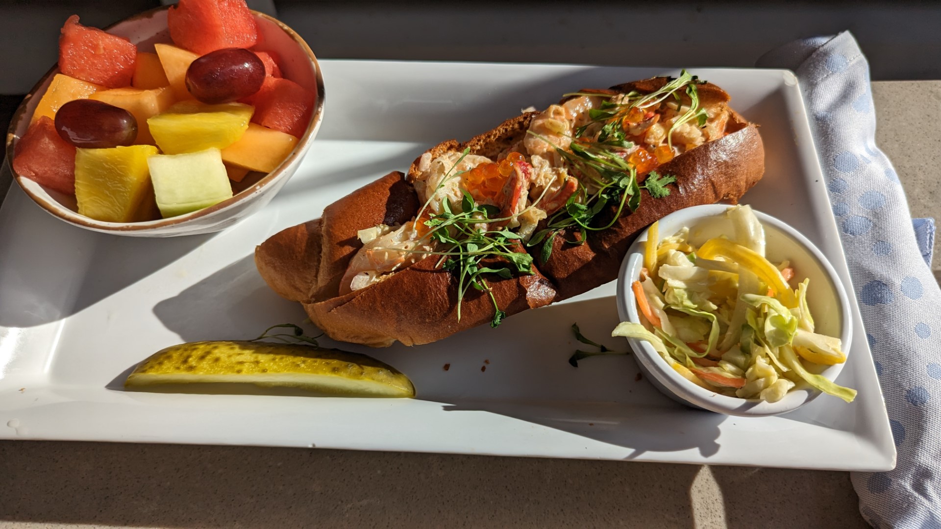 lobster roll at hotel pool