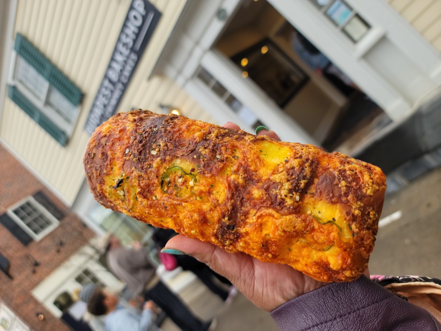 Budapest Bakeshop Jalapeno Cheese Chimney in hand