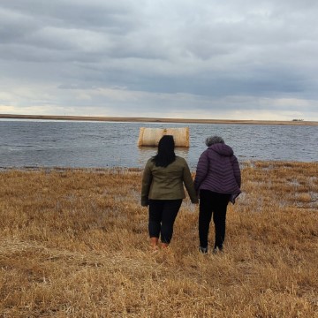Mother daughter in a field in Saskatchewan