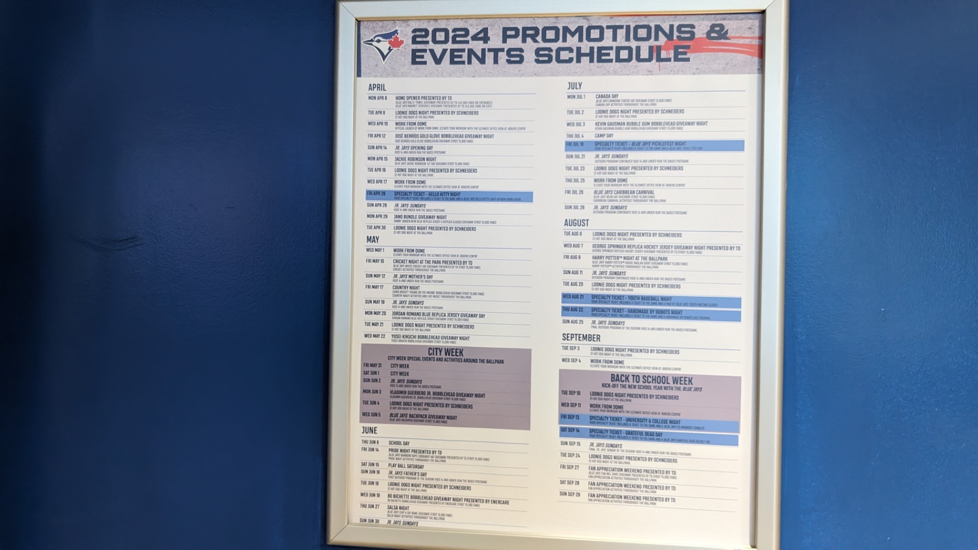 2024 Blue Jays Schedule