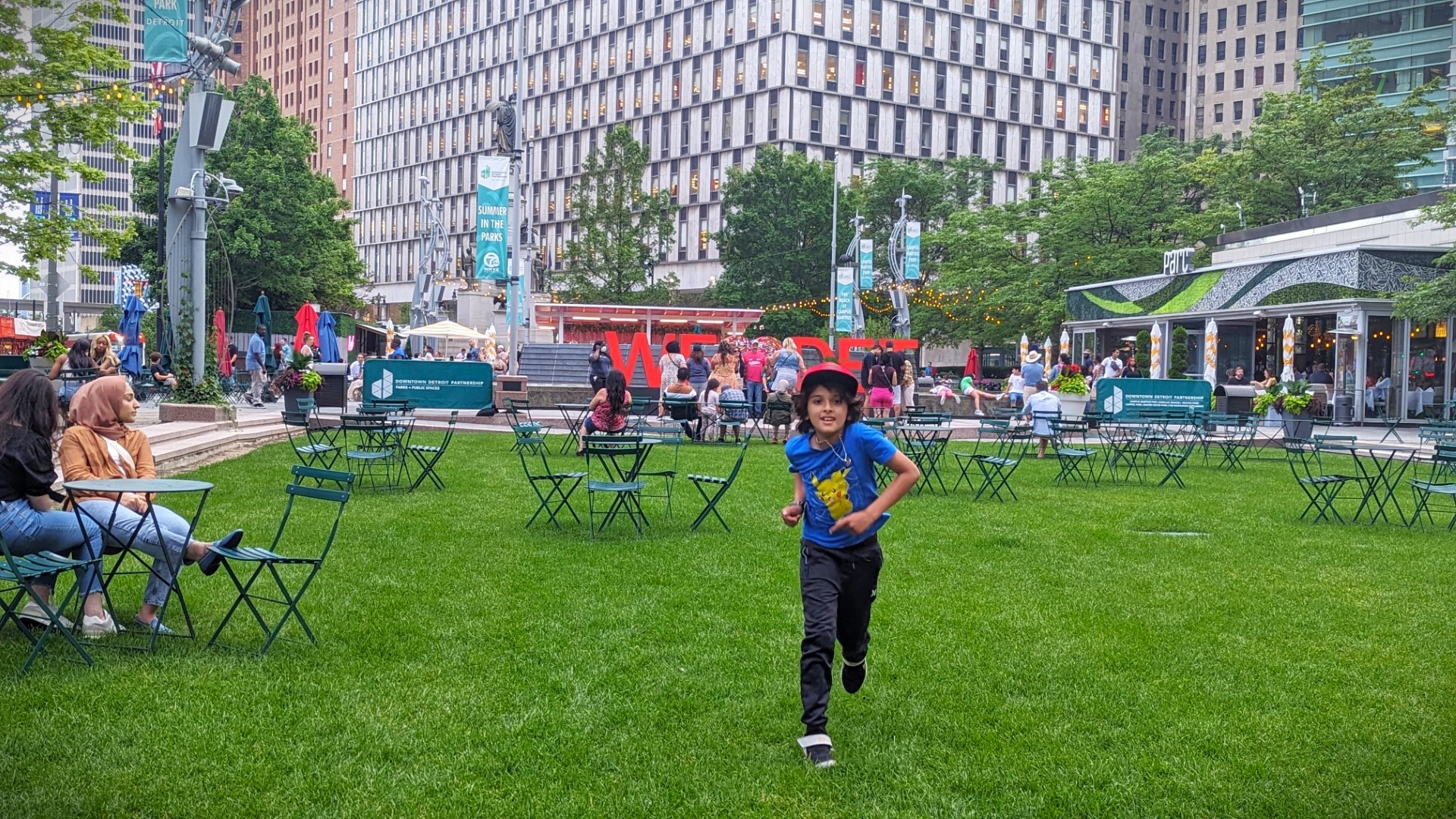 Child running at Detroit park