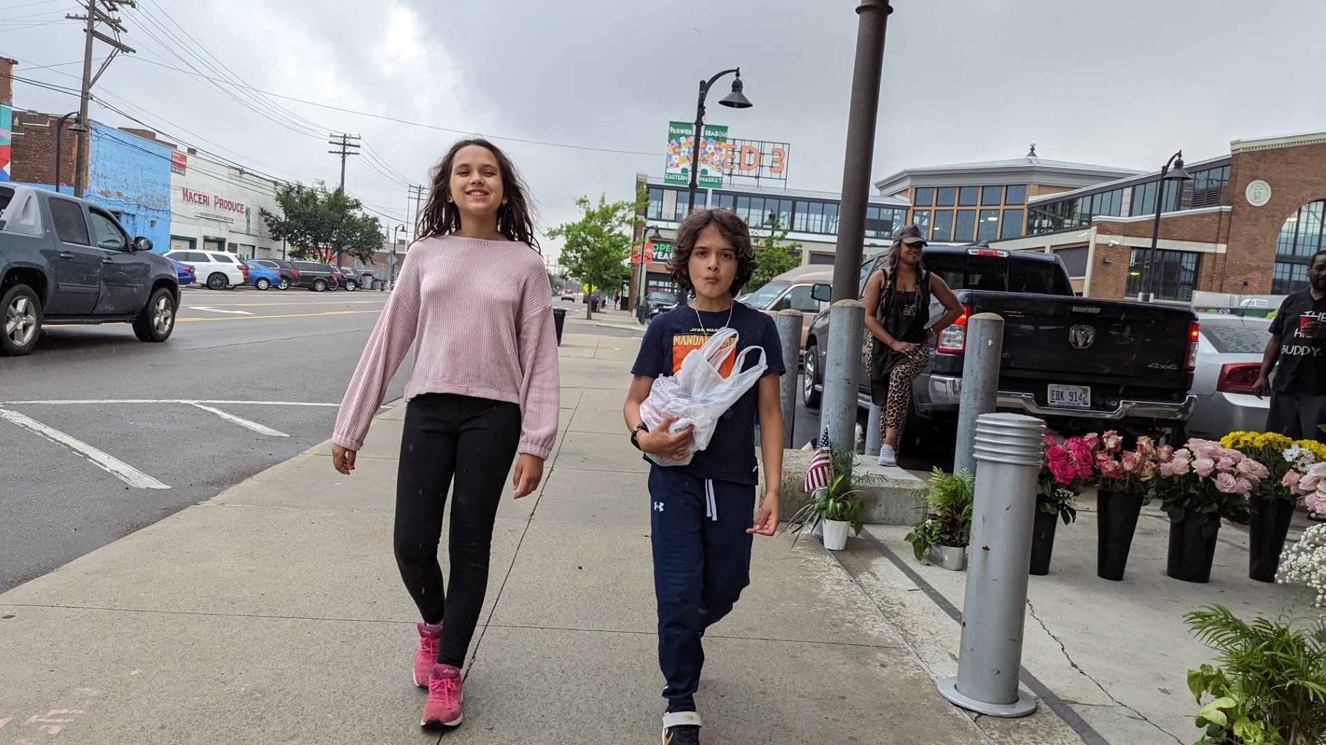 Kids walking around Detroit