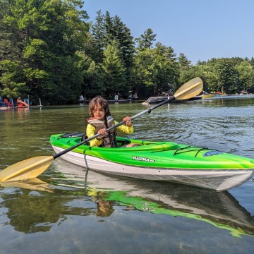 Child in Kayak at Muskoka Beer Spa