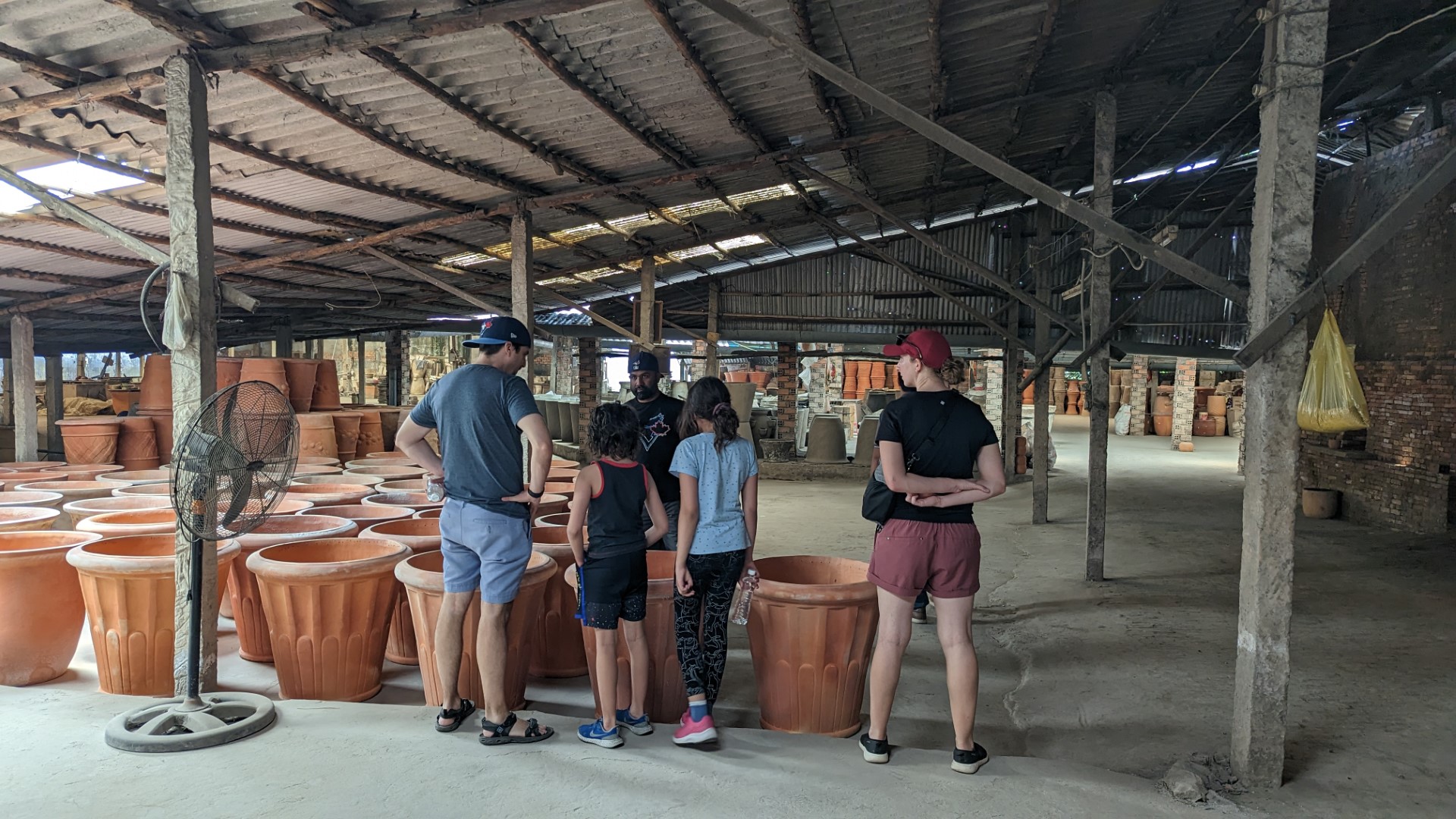family at a brick kiln in Mekong Delta