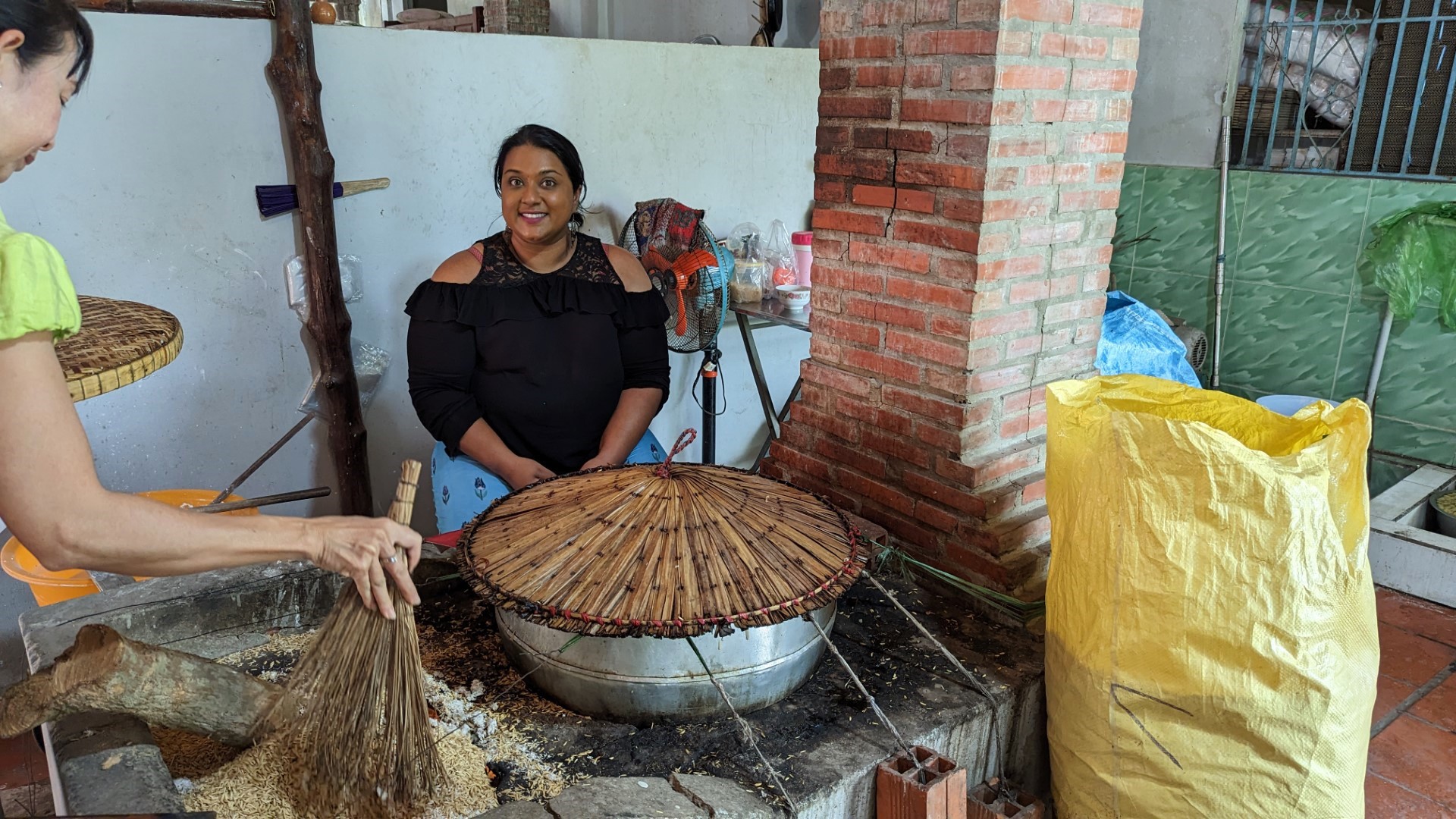 Yashy making rice paper in mekong Delta