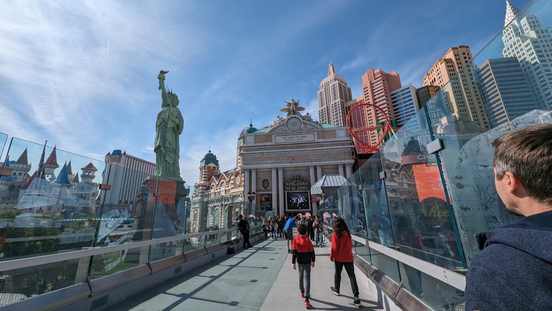 children walking on bridge in Las Vegas