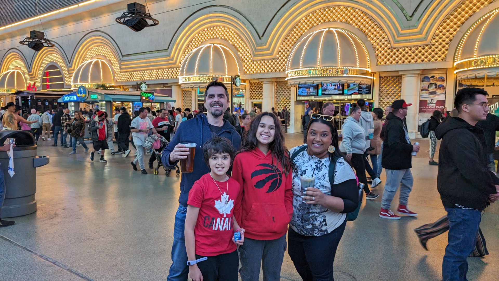 Family visiting Las Vegas Freemont Street Experience