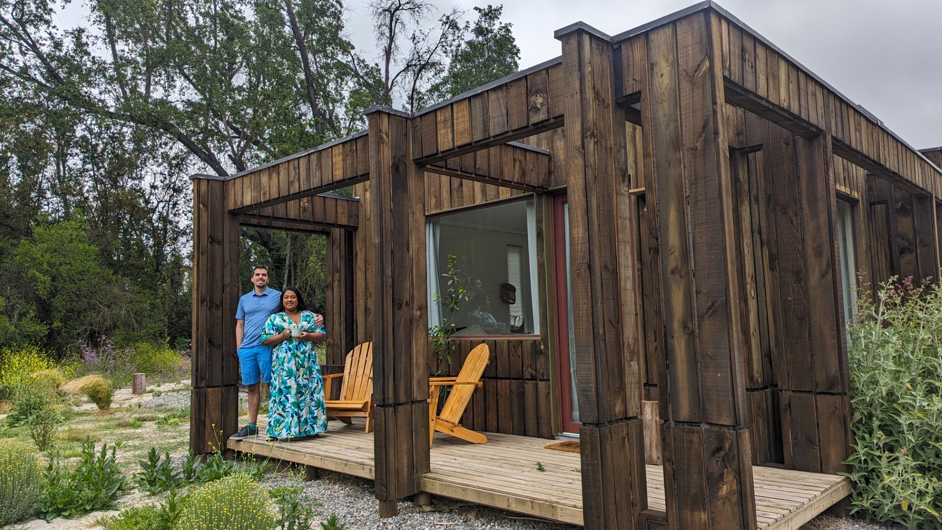 Yashy and Chris in romantic cabin in Chilean wine country