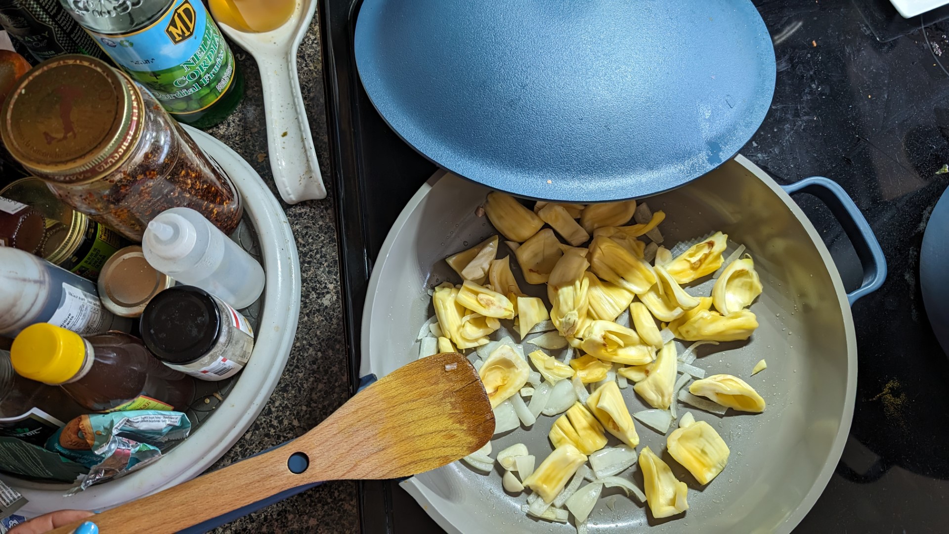 Cooking Jackfruit with Onions in Always Pan