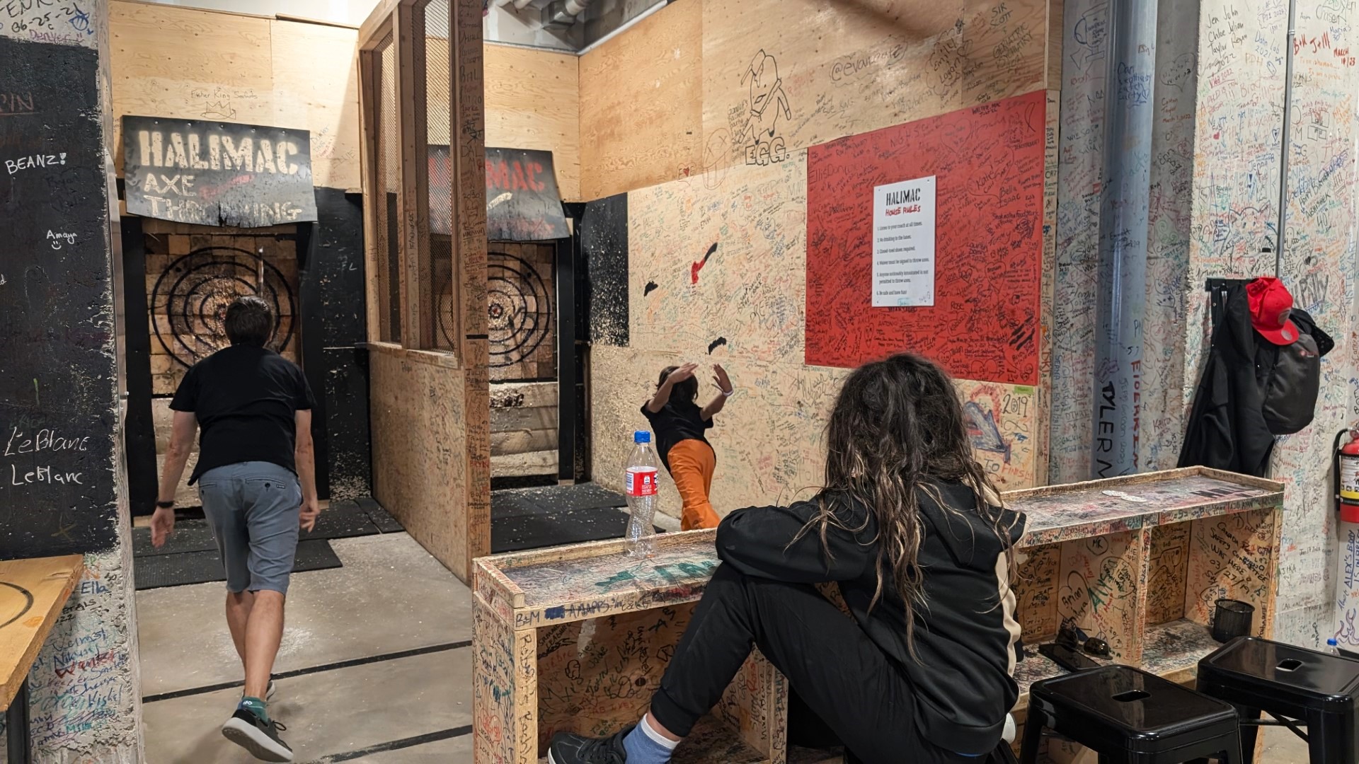 family throwing axes at Halifax Halimac