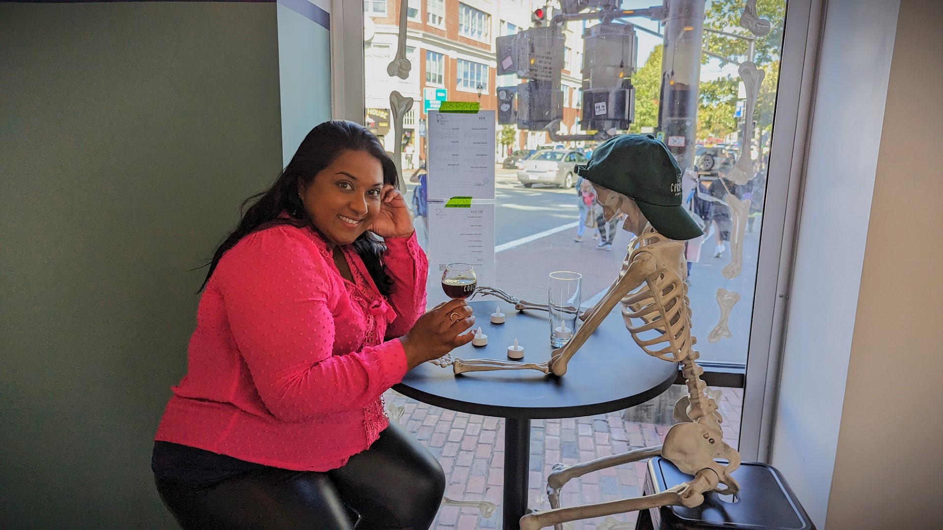 Yashy drinking with a skeleton in Salem