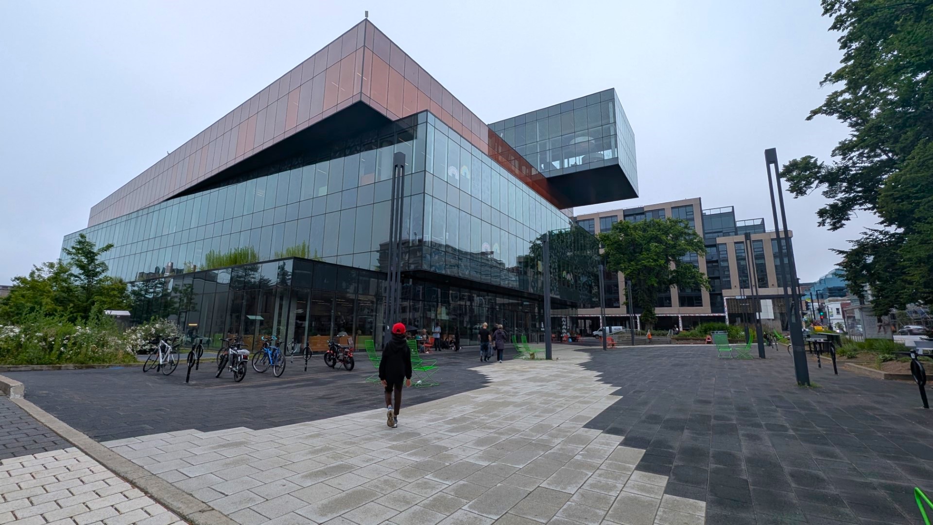 Child walking towards Halifax Library