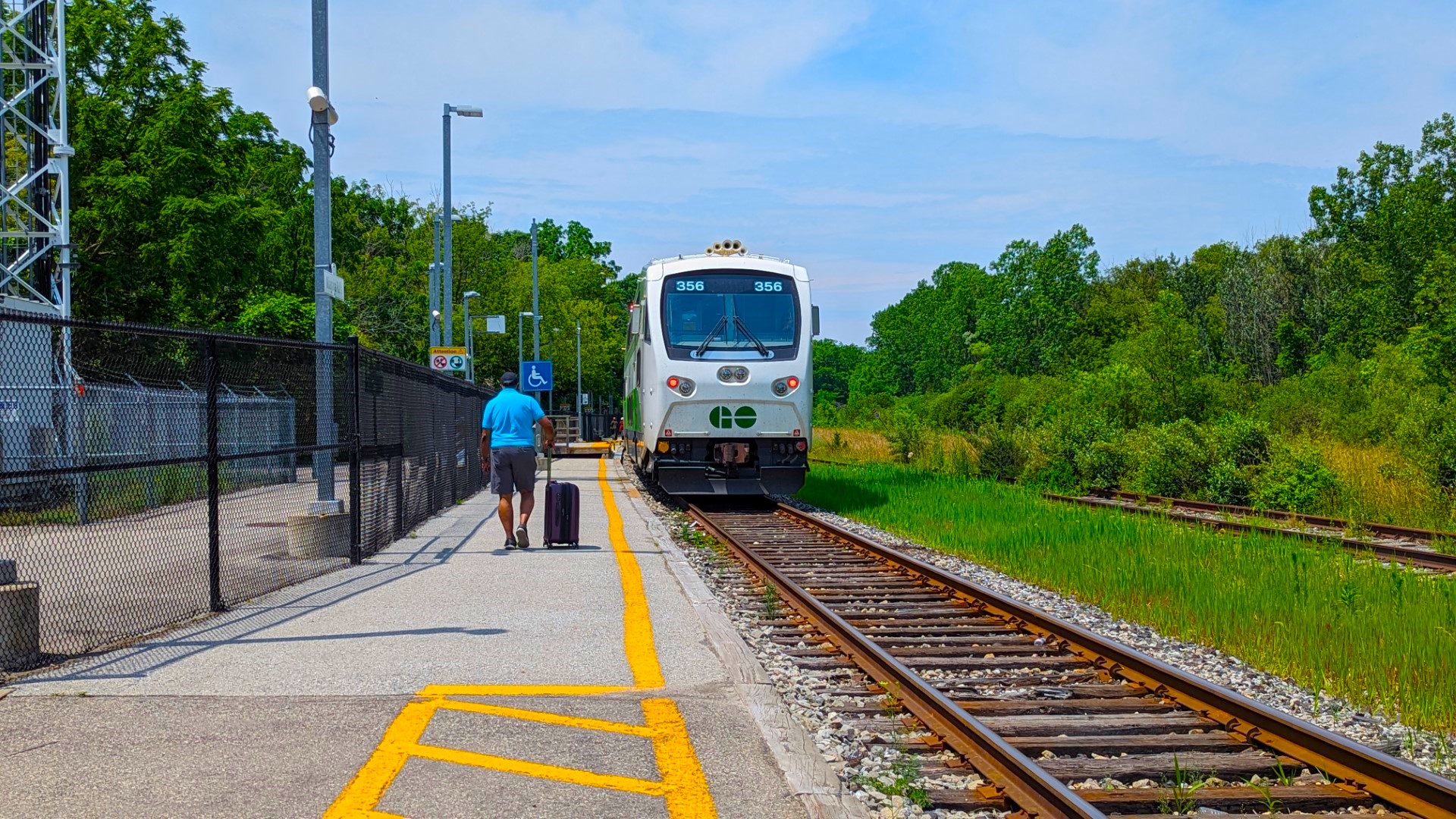 Person walking to Go Train in Niagara Falls
