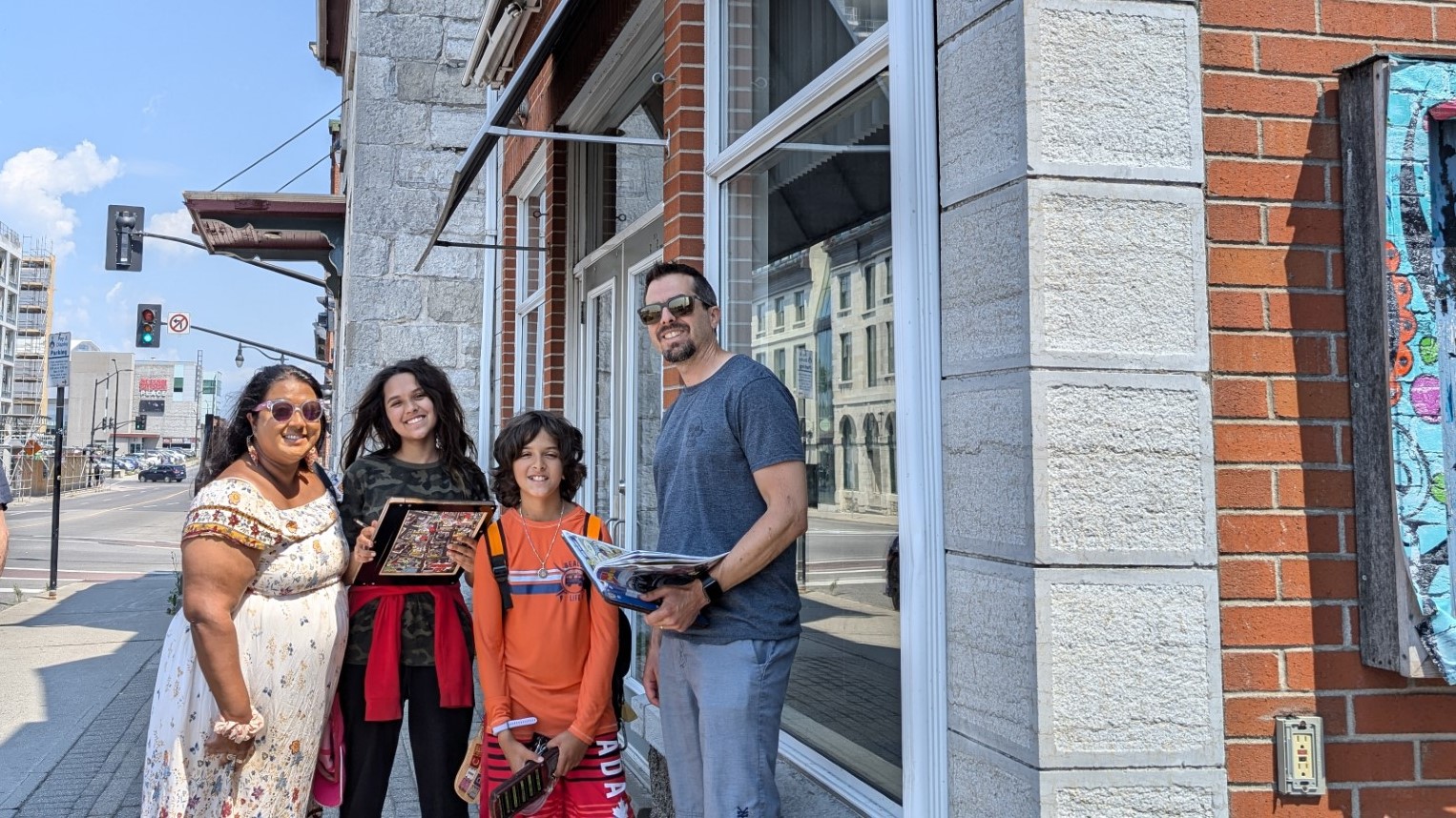 family in Kingston shopping