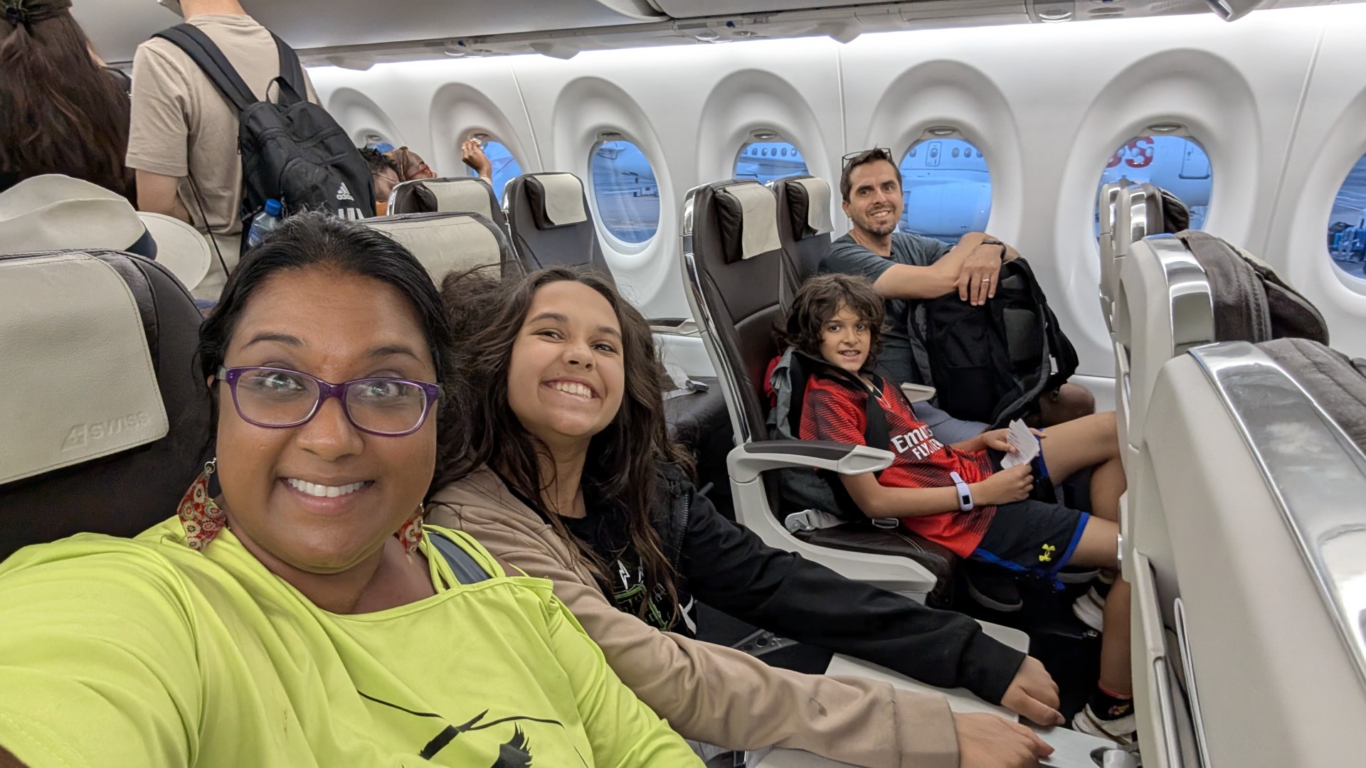 Murphys flying Swiss Air with kids