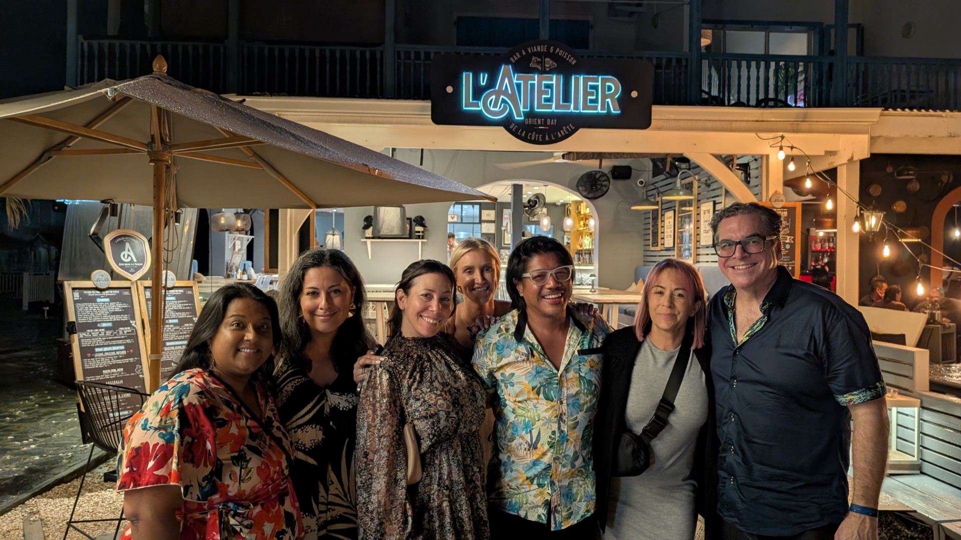 group of friends outside of St, Maarten restaurant